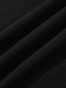 SHEIN EZwear 熊和字母圖案落肩袖衛衣和衛褲 - 黑色 - 查看 4