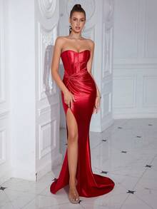 ADYCE Tách đùi Ống Ăn mặc trang trọng - Đỏ - Xem 3