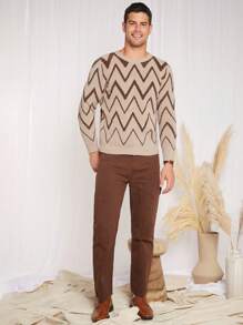 Manfinity NXTstreet Hombres Jersey con patrón de cheurón - Multicolor - Ver 4