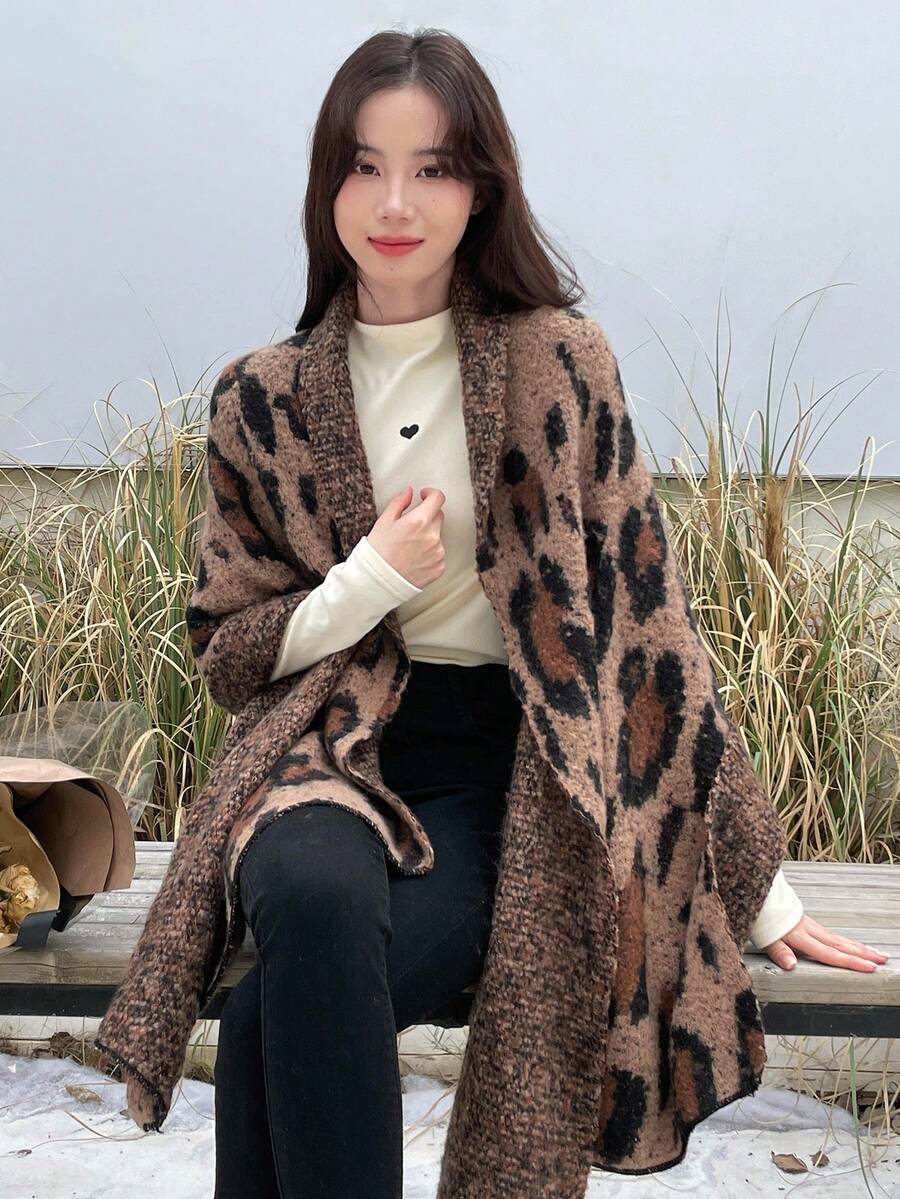 DAZY Women's Leopard Print Warm Scarf - Brown - View 1