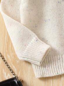 SHEIN 女小童素色套頭毛衣和針織褲 - 杏色 - 查看 4