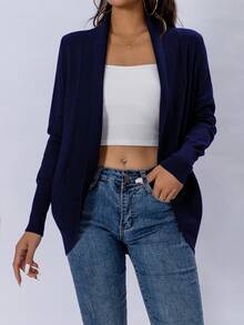 AAmilife 纯色休闲设计开衫 - 寶藍色 - 查看 5