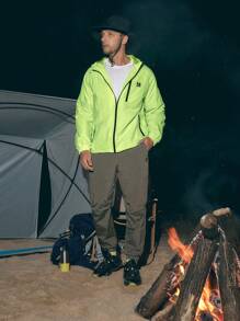 In My Nature Men Raglan Sleeve Zip Up Drawstring Hooded Insulated Jacket