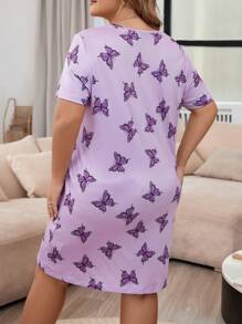 Camisón de pijama con estampado de mariposas talla grande