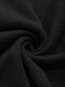 Dazy Star Solid Keyhole Neck Sweater Dress - Black - View 7