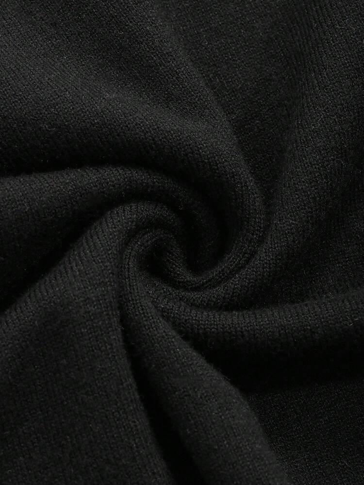 Solid Keyhole Neck Sweater Dress