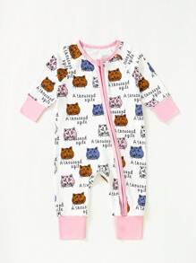 Đứa bé trai Cartoon & Đồ họa chữ cái Tương phản ràng buộc Áo liền quần - Nhiều màu - Xem 1