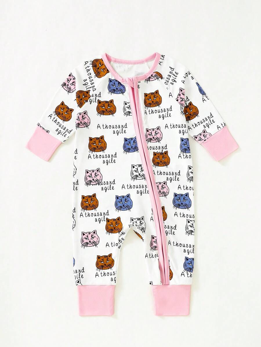 Đứa bé trai Cartoon & Đồ họa chữ cái Tương phản ràng buộc Áo liền quần - Nhiều màu - Xem 1