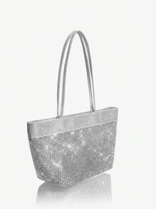 SHEIN SXY Ladies' Rhinestone-like Handbag & Shoulder Bag - Silver - View 3