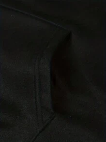 男士素色抽繩連帽衫 - 黑色 - 查看 3