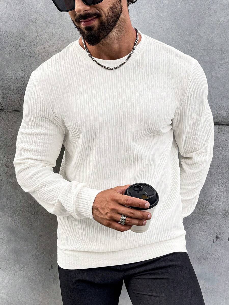 Manfinity Homme Nam Màu thuần Áo nỉ - trắng - Xem 1