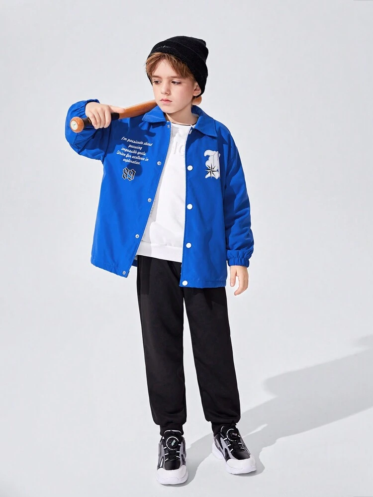 Tween Boy Slogan Graphic Thermal Lined Coat