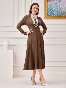 Modelyn Solid A-Line Dress Without Necklace Dress For Churches Long Evening Dresses - Coffee - View 3