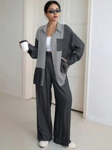 SHEIN Essnce 女士兩件套 - 黑色 - 查看 1