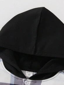 SHEIN 男童格子印花四分之一扣卫衣 - 彩色 - 查看 4