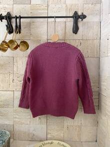 SHEIN Cô Gái Trẻ Xoắn Dan Áo len - Màu tím - Xem 2