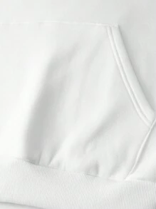 Men Slogan & Skull Print Drop Shoulder Thermal Lined Drawstring Hoodie, For Halloween - White - View 5