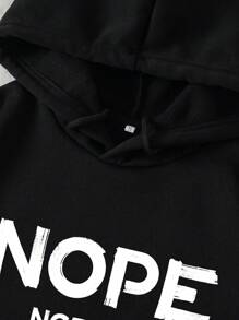 INAWLY Plus Size Women's NOPE NOT TODAY Letter Printed Drawstring Sweatshirt,Casual Everyday Black And White Pullover,Autumn Fall Winter Teacher Hoodie - Black - View 3