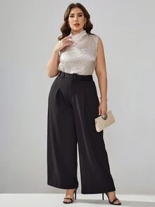 SHEIN Clasi Plus Leopard Jacquard Draped Collar Blouse - White - View 4