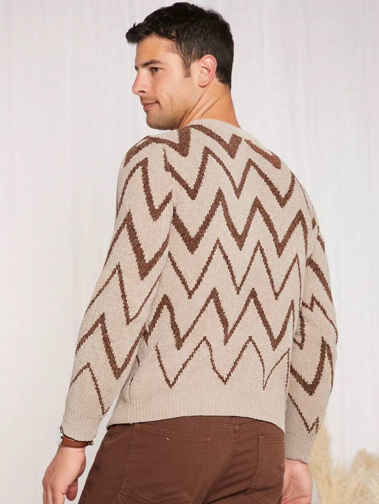 Men Chevron Pattern Sweater