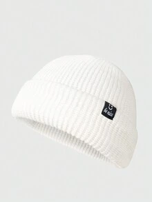 Prismatic Plum Tags Men Knitting Beanie - White - View 3