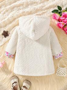 Baby Girls' Floral Fleece Hoodie Jacket, Simple Vacation Style For Spring/autumn