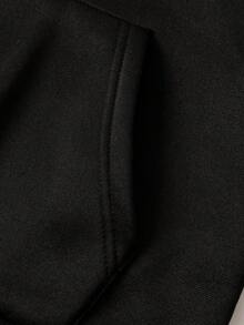 SHEIN EZwear Dơi Tiếng Anh In Hoodie - màu đen - Xem 5