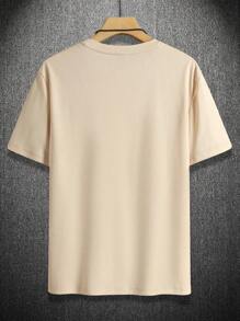 Manfinity Hombres Camiseta con estampado de montaña - Beis - Ver 2