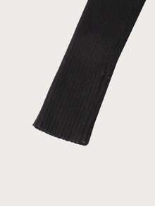 Xoắn Cắt ra phía trước Cổ giả Tay Raglan Áo len - màu đen - Xem 4