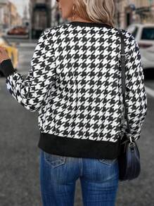 SHEIN Clasi 千鳥格印花前紐扣外套 - 黑色 - 查看 2