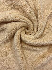 Manfinity Hypemode Nam Plus Thêu Chữ Túi kangaroo Thả vai Teddy Hoodie - Màu Khaki - Xem 3