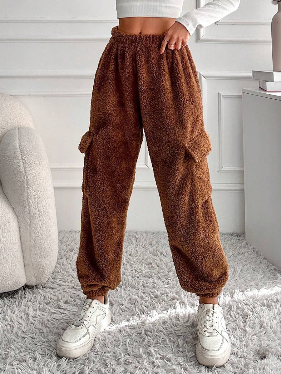 EURMUSE Women'S Cargo Sweatpants - Brown - View 1