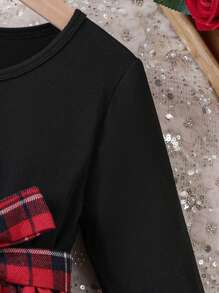 SHEIN Váy thắt lưng in họa tiết Tartan cho cô gái trẻ - Nhiều màu - Xem 3