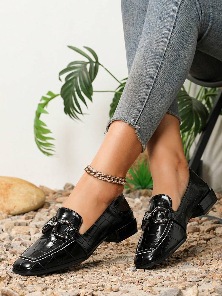 Fall/Winter Women's Square Toe Fashionable Buckle Loafers,Flats