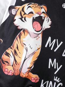 SHEIN Baby Boy Cartoon & Slogan Graphic 2 In 1 Jumpsuit - Multicolor - View 3