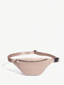 SHEIN SXY 1個銼糙布女士腰包 - 卡其色 - 查看 2