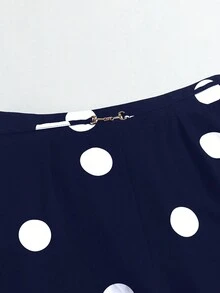 Pantalones Largos Estampados De Lunares Para Mujer - Azul Marino - Ver 3
