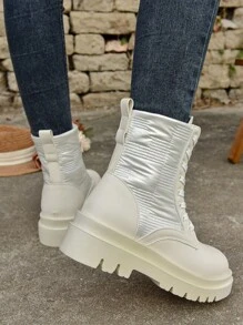 Women's Beige Ankle Boots - White - View 6