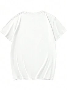 SHEIN EZwear Đồ họa Chữ cái Áo thun - trắng - Xem 2