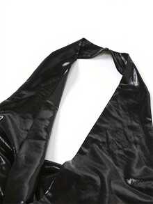 女士性感黑色騎士領連衣裙 - 黑色 - 查看 3