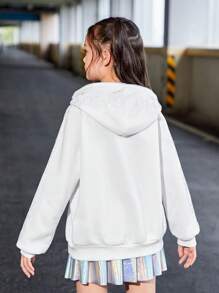 SHEIN Tween meisje Sporten Streetwear Gebreid Hoodie