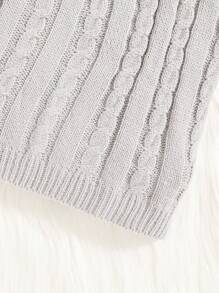 SHEIN 女生修飾風毛衣和短裙套裝,適合秋冬季節 - 淺灰色 - 查看 7