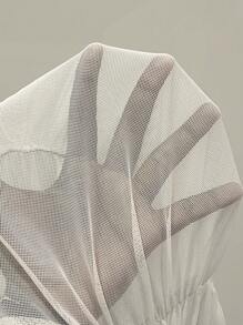 SHEIN ICON 性感褶邊 透膚純色女士上衣 - 白色 - 查看 7