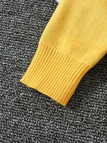 Young Boy Cartoon Graphic Two Tone Sweater - Multicolor - View 5