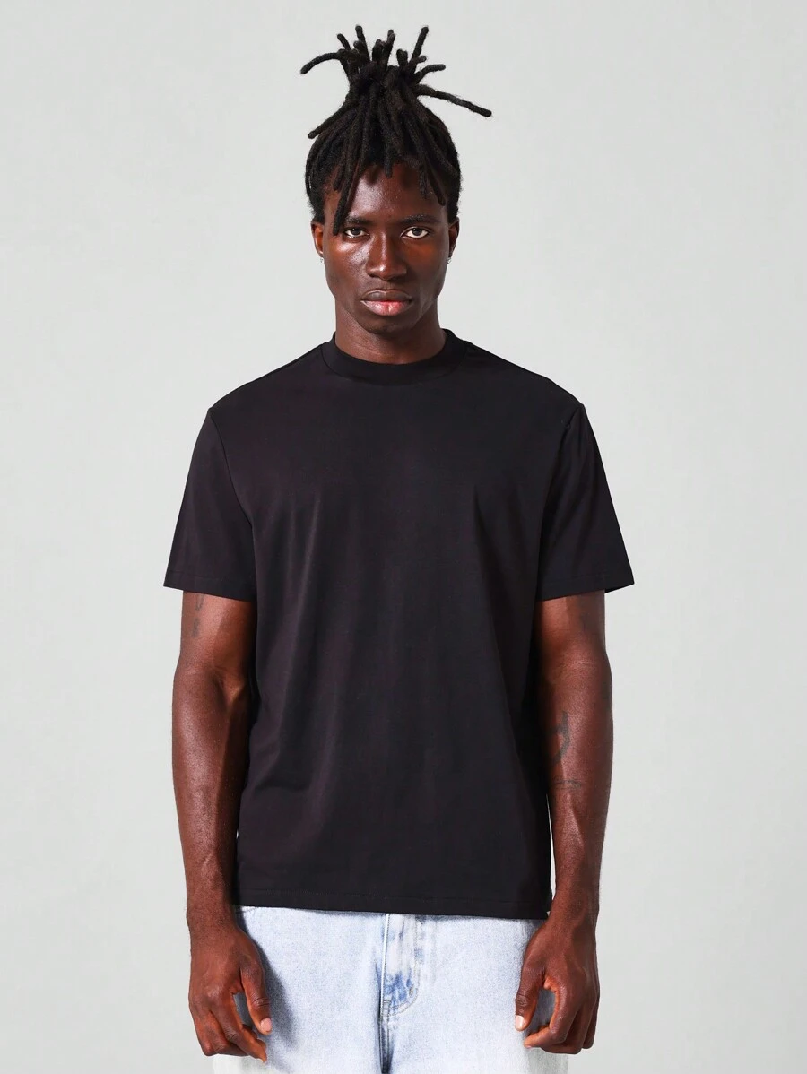 SUMWON Slim Fit Short Sleeve Essential Tee - Black - View 1