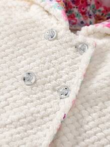 Baby Girls' Floral Fleece Hoodie Jacket, Simple Vacation Style For Spring/autumn