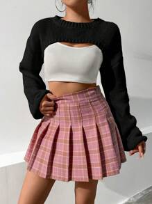 SHEIN Qutie 短休閒套頭衫套頭毛衣 - 黑色 - 查看 6