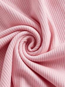 SHEIN MOD 雞心領口荷葉袖魚尾裙下擺緊身洋裝 - 粉色 - 查看 3