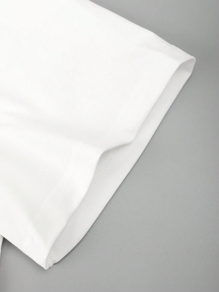 Manfinity Homme Hombres Camiseta con slogan & con estampado de árbol - Blanco - Añade 3