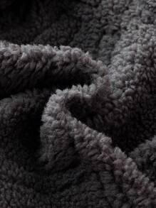 Bebé niño Abrigo teddy con parche de letra con cremallera